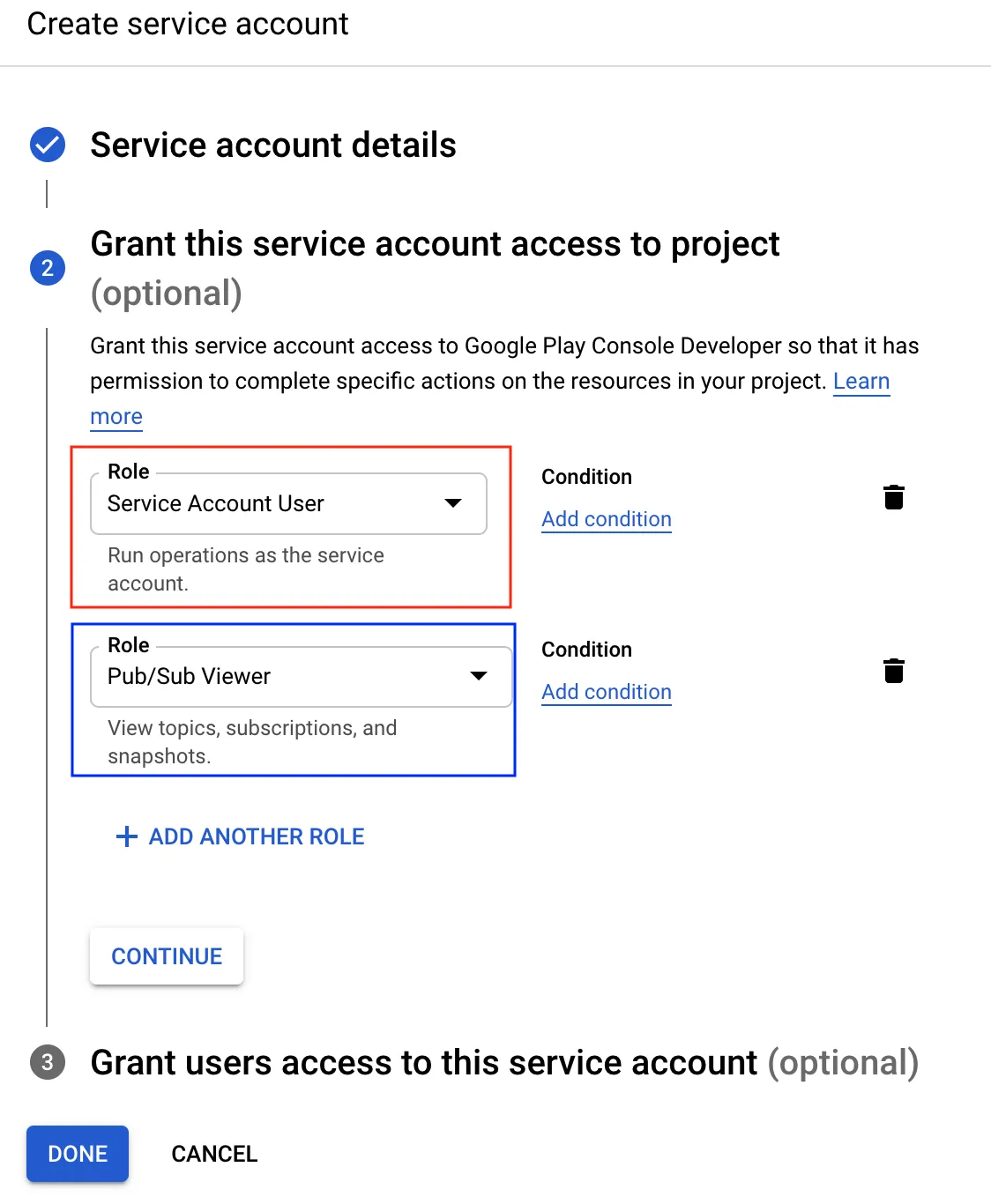 Service Account 생성