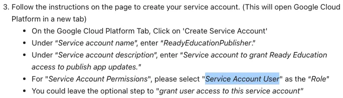 Service Account Role 설정